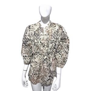 Sigrid Olsen Quiet Luxury Women's Large Bohemian ¾ Sleeve Preppy Old Money‎ Top